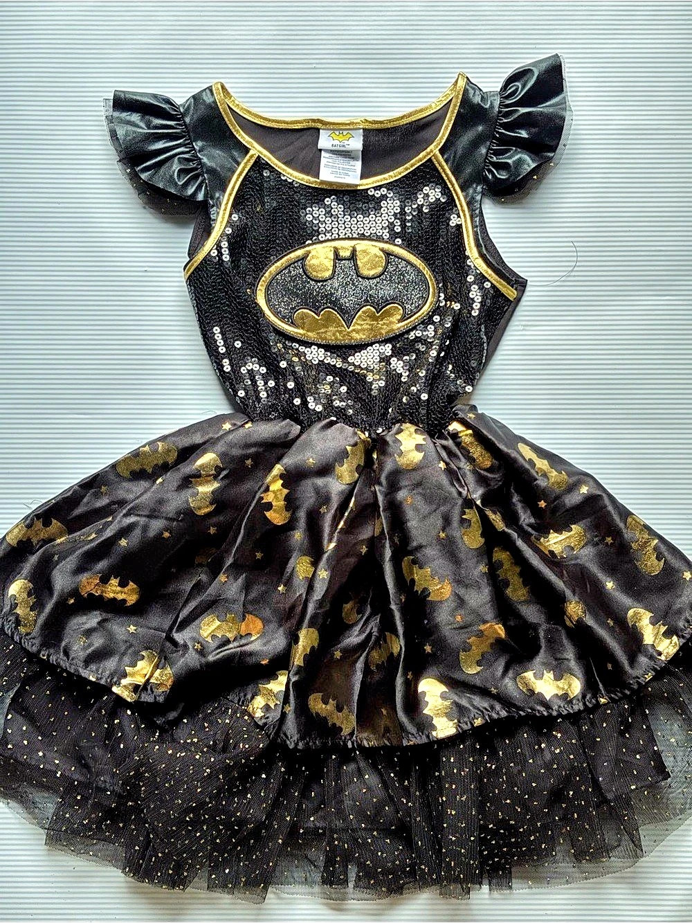 Batgirl Batman character Halloween costume dress Girls Medium Black & Gold Dress